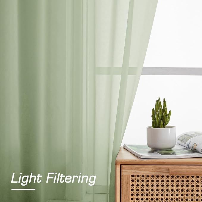 OWENIE Sheer Curtains 72 Inches Long 2 Panels Set, Light Filtering Sheer - Image 3