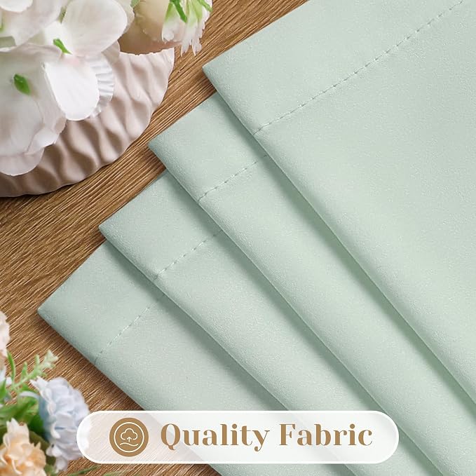 HOMEIDEAS Non-See-Through Sage Green Privacy Sheer Curtains, 52 X 54 Inches - Image 4