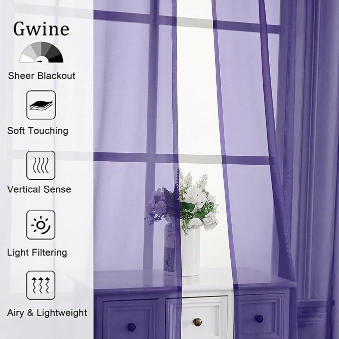 Gwine Extra Long Sheer Curtains 108 Inches Long - Image 4