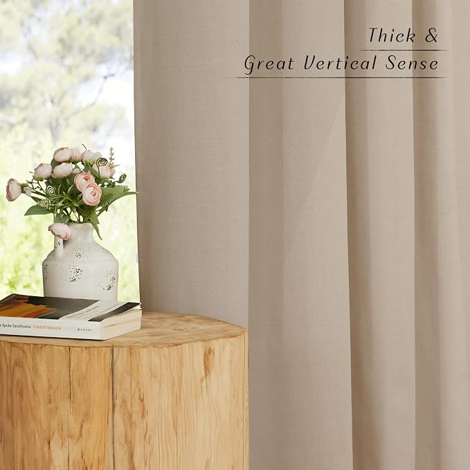 NICETOWN Rustic Linen 102 inch Long Curtains - Image 3
