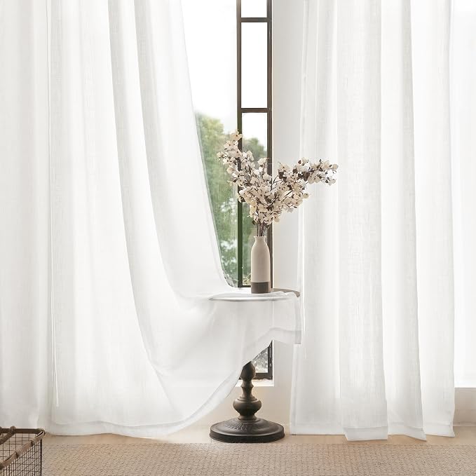 Linen White Curtains 90 inches Long - Image 5