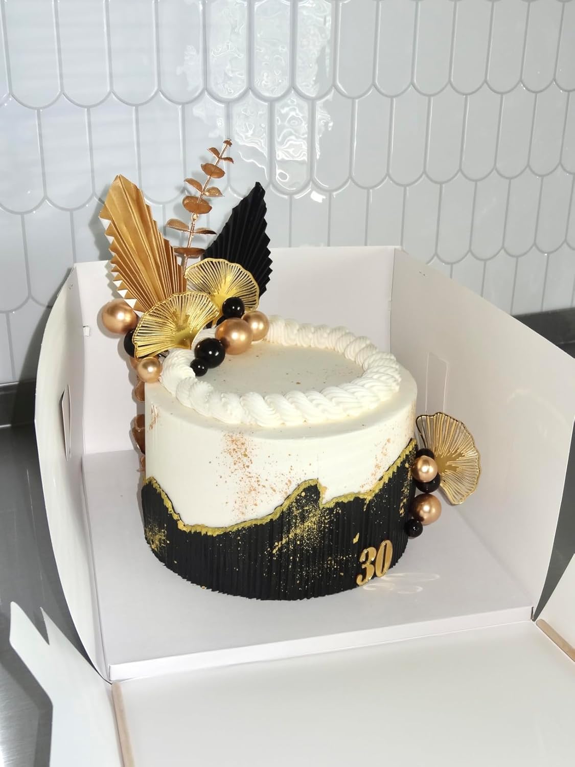 Boho Cake Topper Black Gold Balls Cake Topper Gold Leaves Cake Decorations Prom Cake Decoration Roaring 20s Cake Decoration 1920s Party Supplies Balls Cake Decorations