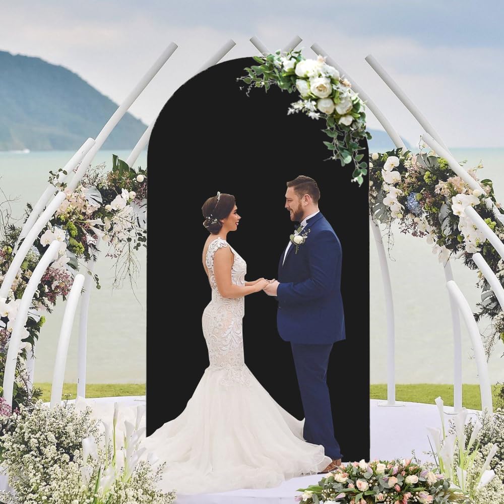 Black Arch Cover 4x7.2ft Arch-Backdrop-Cover Spandex Arched Covers Stretchy Backdrop Chiara Arches Frame Fabric for Birthday Party Baby Shower Gender Reveal Wedding Arch Back Drop Arbor Decor