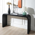 KEIKI Wood Console Table Behind Couch & Sofa, Retro Style with Curved Waterfall & Wood Beads Design, for Entryway, Living Room, Black