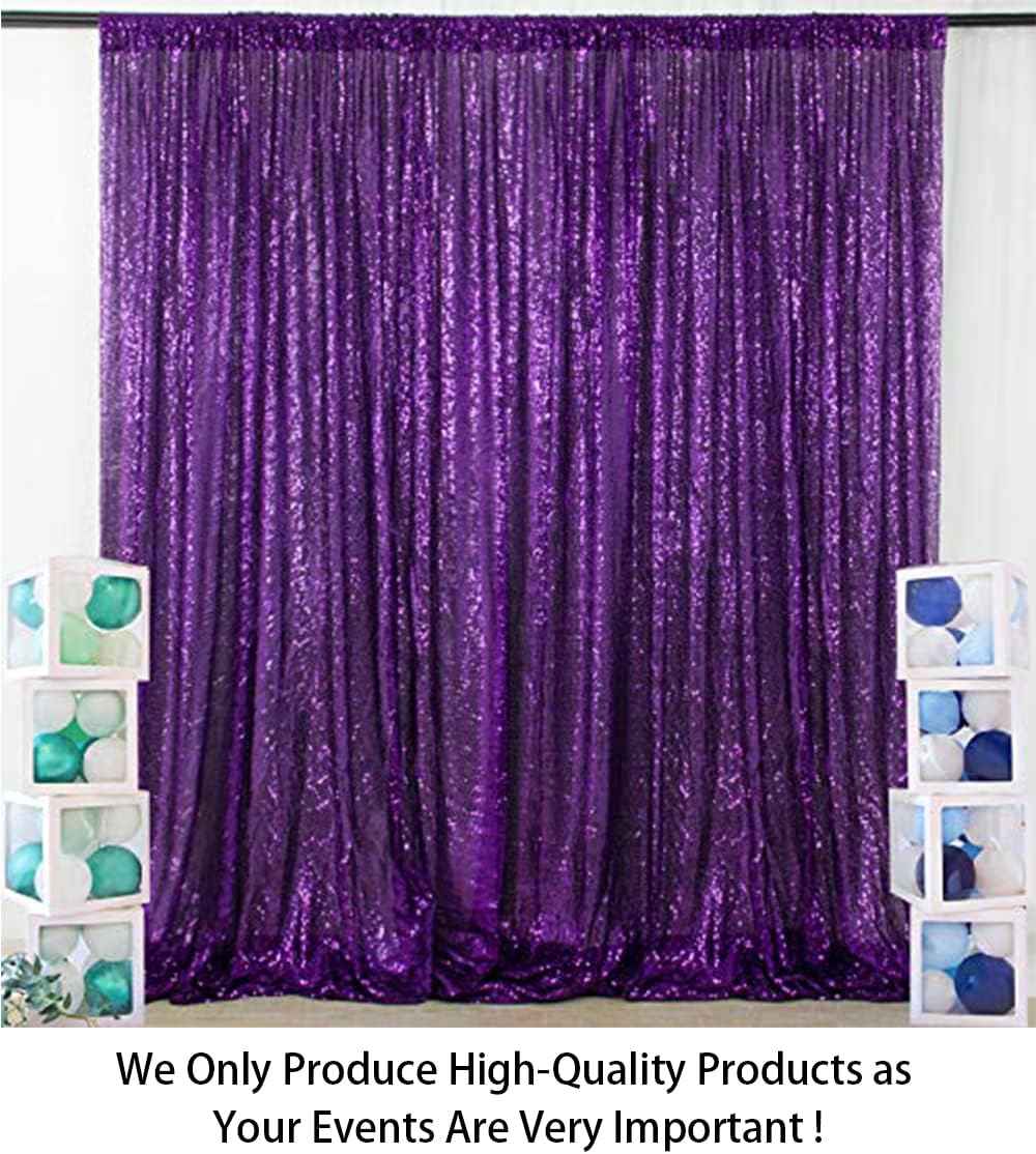 ShinyBeauty Purple Sequin-Backdrop-Curtain 2Panels 5FTx10FT Glitter Wedding Backdrop Photography Backdrops Shimmer Curtains Payette Sequin Backdrop Royal Purple Fabric Background