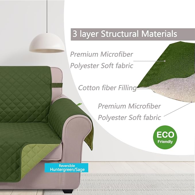 U-NICE HOME Loveseat Sofa Cover Reversible Couch Covers - Image 4