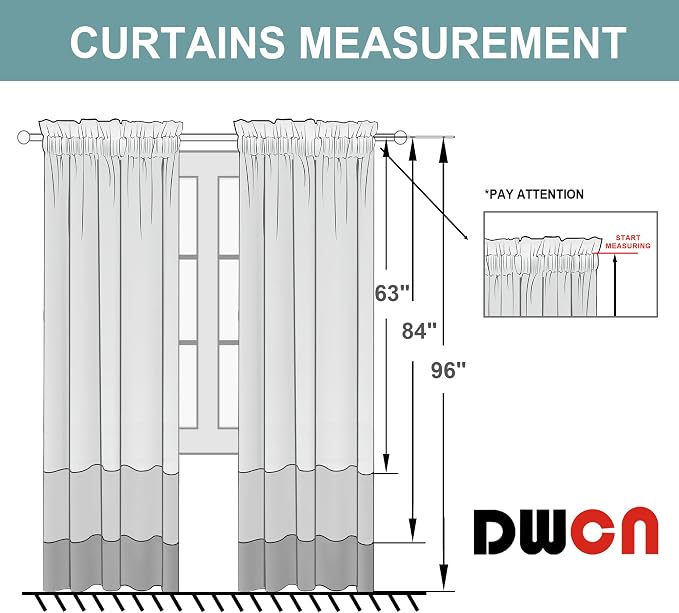 DWCN Taupe Sheer Curtains Semi Transparent Voile Rod Pocket Curtains - Image 8