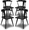 POLY & BARK Mid Century Modern Enzo Black Dining Chair – Solid Oak Wood Splat Back Chair, 18" Seat Height, 32" Tall – Stylish MCM Kitchen & Dining Room Chair - Set of 4