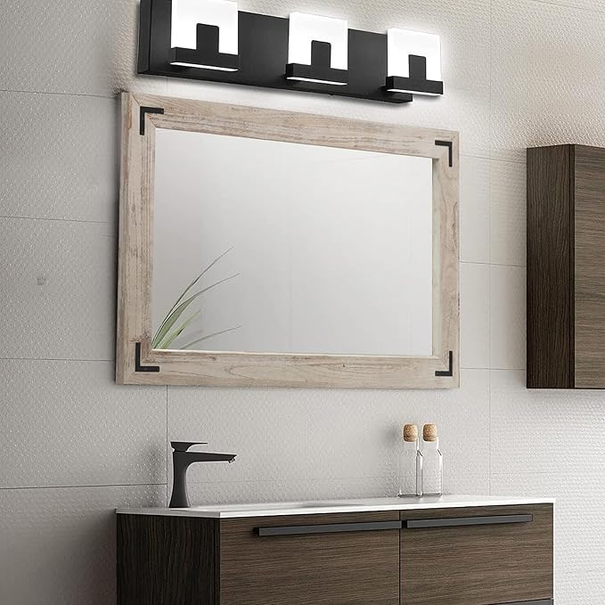 YOSHOOT Rustic Wooden Framed Wall Mirror, Natural Wood Bathroom Vanity Mirror for Farmhouse Decor, Vertical or Horizontal Hanging, 60" x 30", Grey