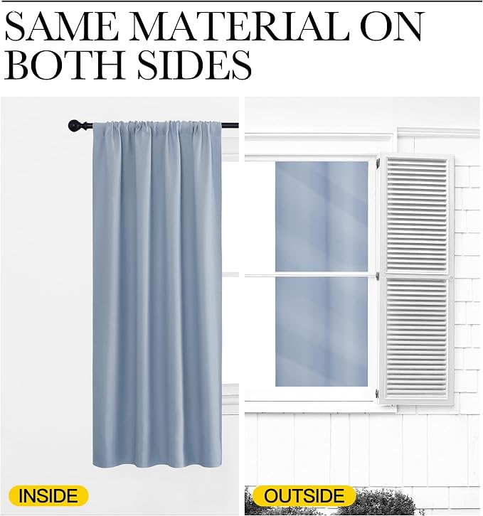 NICETOWN Kitchen Curtains, Short Blackout Drapes, Vintage Blue, 34 in x 45 in - Image 5