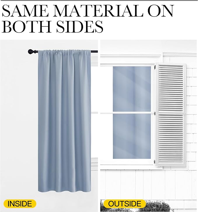 NICETOWN Window Curtains Blackout Drapes, Vintage Blue, 1 Pair, 52 by 84-Inch - Image 5