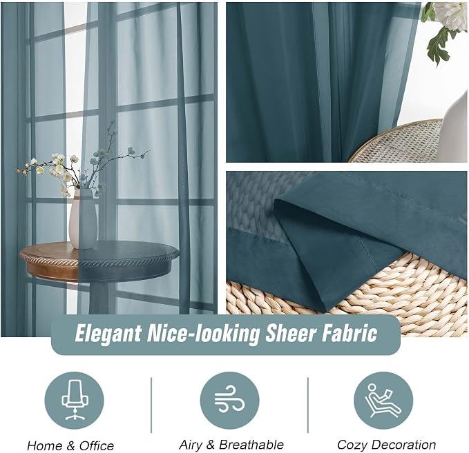Window Sheer Curtains 54 inch Length, Soft Airy Light Filtering Sheer Curtain 2 - Image 4