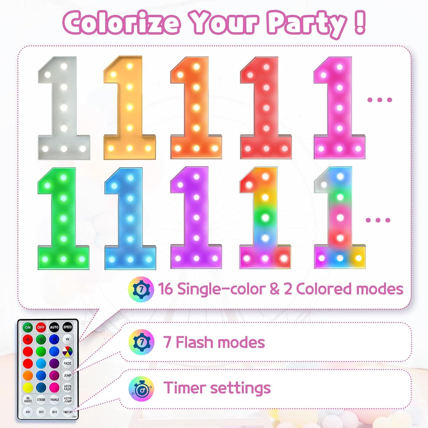 Marquee Numbers 21st-Birthday Decoration: Colorful 3FT Large Light Up 21 Year Old Birthday Decorations Anniversary Backdrop for Boys Girls Cardboard Sign 18 Colors Number 21 Mosaic Balloon Frame