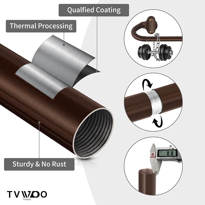 TVWOO Bronze Wrap Around Curtain Rods:5/8 Inch Blackout Adjustable Window - Image 5