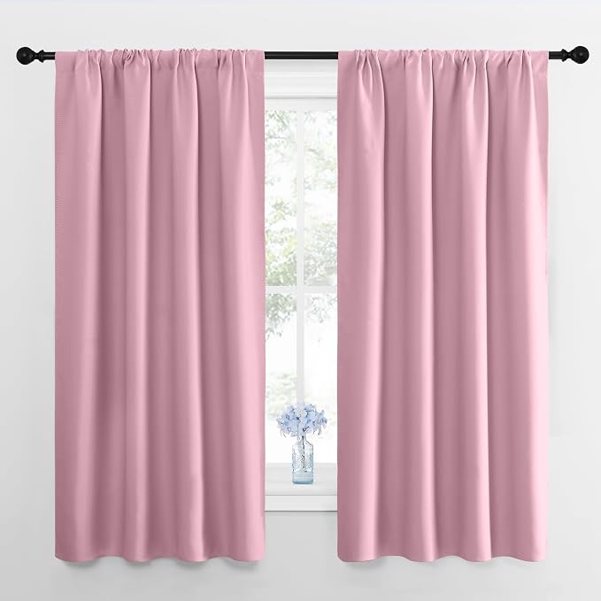 NICETOWN Kitchen Curtains, Short Blackout Drapes, Rouge Pink, 34 in x 45 in by NICETOWN