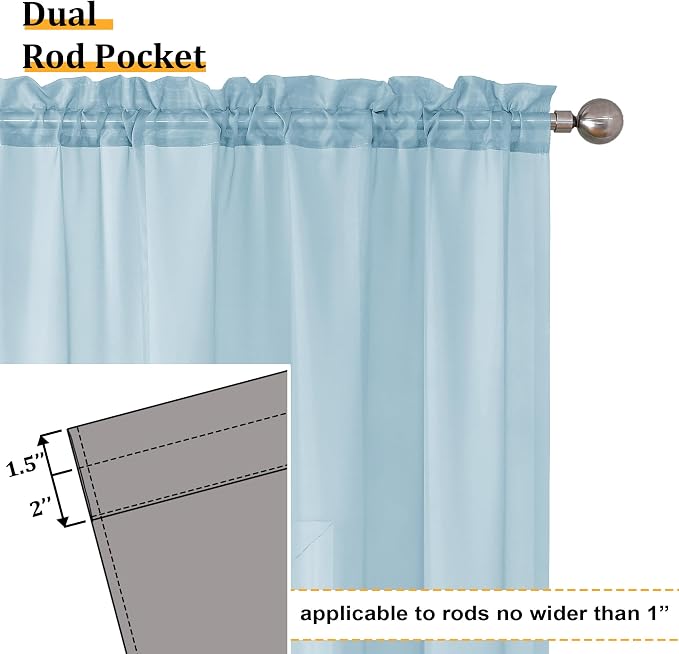 Aiyufeng 2 Pack: Basic Sky Blue Sheer Curtain Drapes 90 Inch Length 2 Panels - Image 4