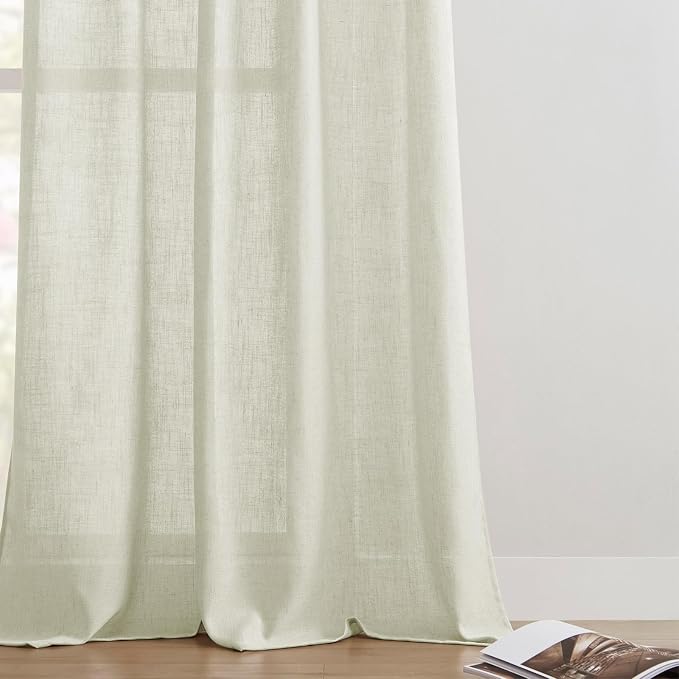Joydeco Linen Curtains 96 Inch Length 2 Panel Sets, Light Filtering Curtains - Image 7