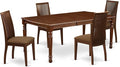 East West Furniture DOIP5-MAH-C 5 Piece Dining Table Set for 4 Includes a Rectangle Kitchen Table with Butterfly Leaf and 4 Linen Fabric Dining Room Chairs, 42x78 Inch, Mahogany