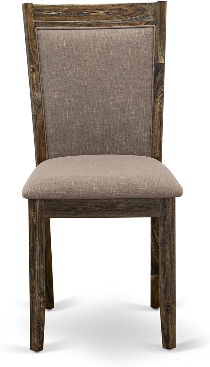 East West Furniture X727MZ748-5 5 Piece Dining Room Furniture Set Includes a Rectangle Dining Table with X-Legs and 4 Coffee Linen Fabric Upholstered Chairs, 40x72 Inch, Multi-Color