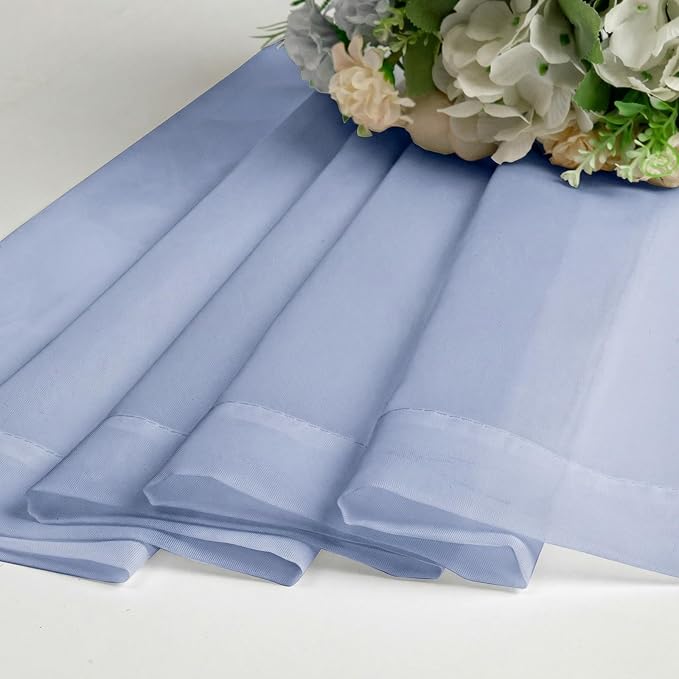 Lecloud Denim Blue Sheer Curtains 54 Inch Length 2 Panels, Voile Light - Image 9