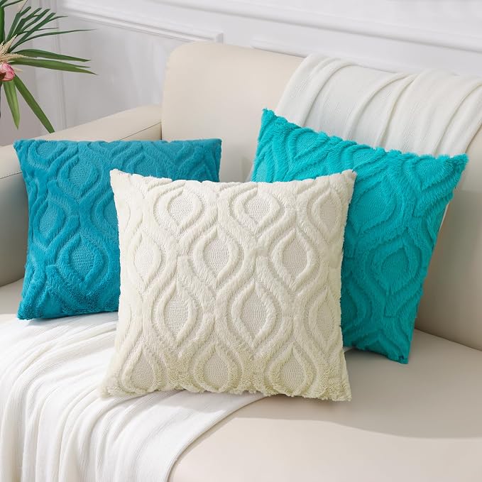decorUhome Summer Throw Pillow Covers 22x22 Inch Set of 2, Soft Plush Faux Wool - Image 7