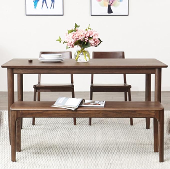 6 FT Dining Bench, Wood Solid Oak Wooden Bench Indoor Dining Room Home Bedroom Bed End Restaurant Modern Hallway Furniture (Walnut Color, 72”W x 13.8" D x 17.7" H)
