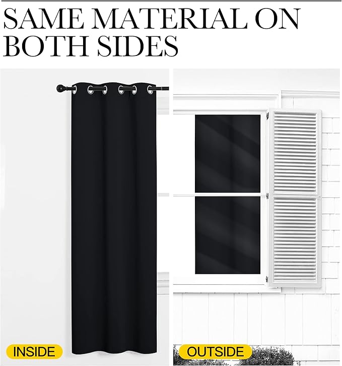 NICETOWN Pitch Black Solid Thermal Insulated Grommet Blackout Curtains/Drapes - Image 7