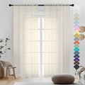 OVZME Cream Sheer Curtains 90 Inches Long 2 Panels by OVZME