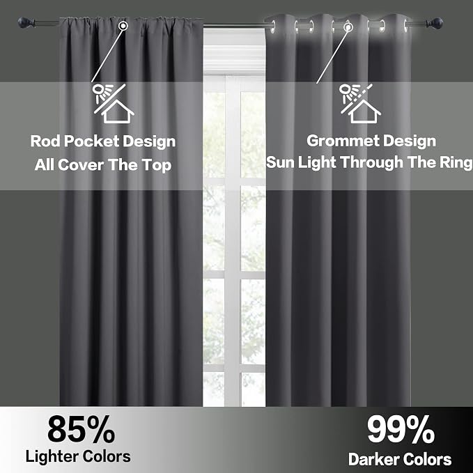 RYB HOME Blackout Privacy Bathroom Window Curtains, Short Thermal Insulated - Image 5