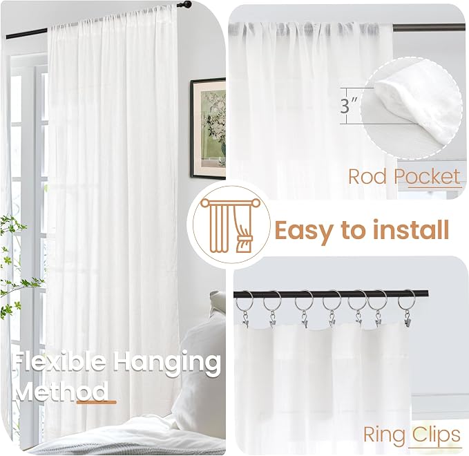 BGment Short White Curtains 40 Inch Length - Image 6
