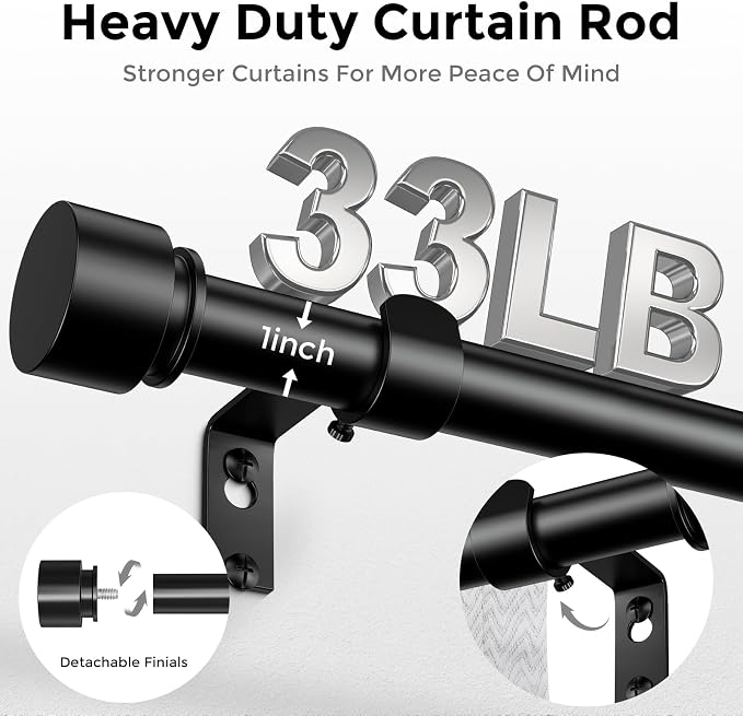 Curtain Rods for Windows 30 to 56 Inch, Decorative Adjustable Heavy Duty Easy - Image 3