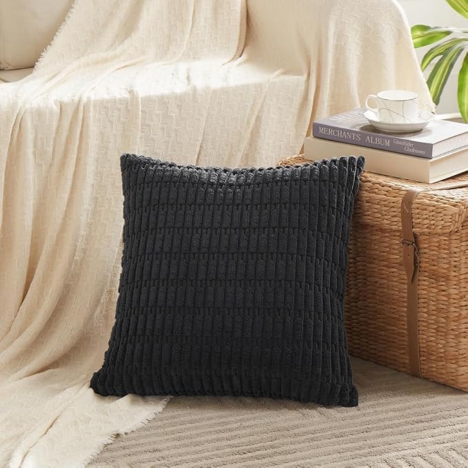Fancy Homi 4 Packs Boho Black Decorative Throw Pillow Covers 20x20 Inch - Image 2