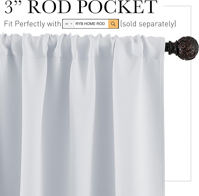 RYB HOME Curtains for Bedroom 84 inches Long 2 Panels Set, Privacy Thermal - Image 3