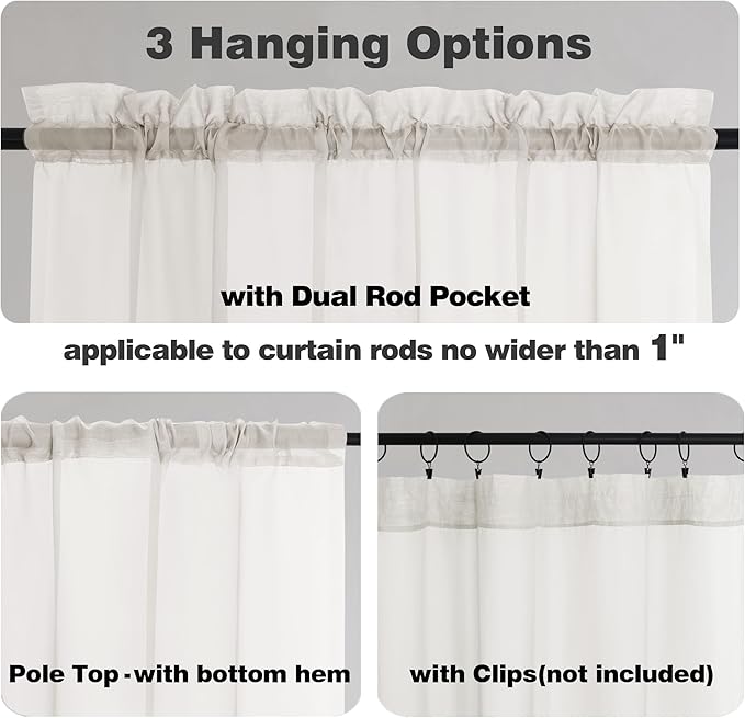 Chyhomenyc Sheer Ivory Curtains 90 inches Long 2 Panels, Light Filtering Soft - Image 2