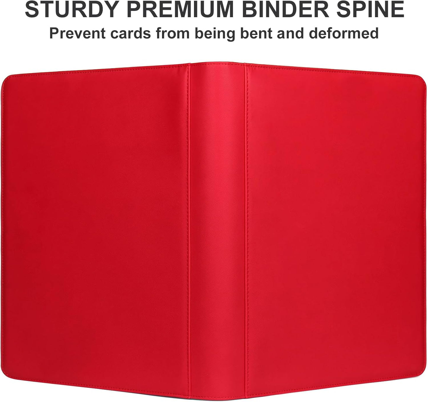 GEAoffice 16 Pockets Trading Card Binder for 1000+ Cards, Sturdy Large Side Loading Zipper Collection Binder for MTG, TCG, Game & Sport Cards, Red