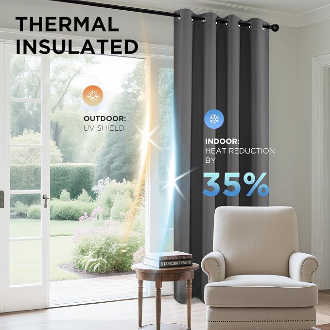 Joydeco Blackout Curtains 95 Inch Length 2 Panels Set, Thermal Insulated Long - Image 4