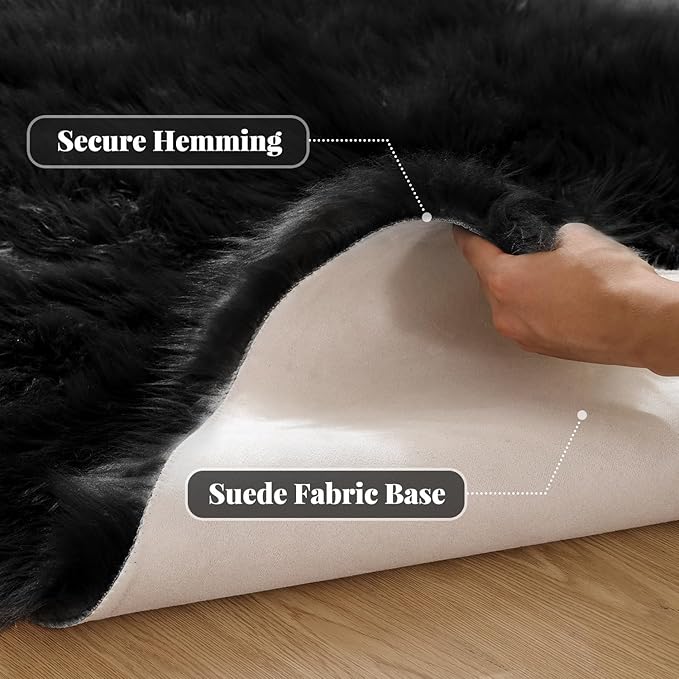 ORINOVA Black Fuzzy Washable Shaggy Area Rugs - Image 2