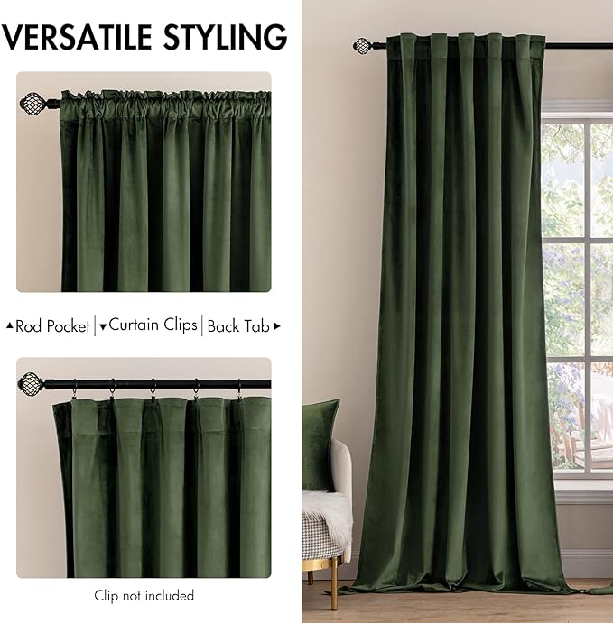 MIULEE Velvet Curtains 108 inches Long 2 Panels - Image 2