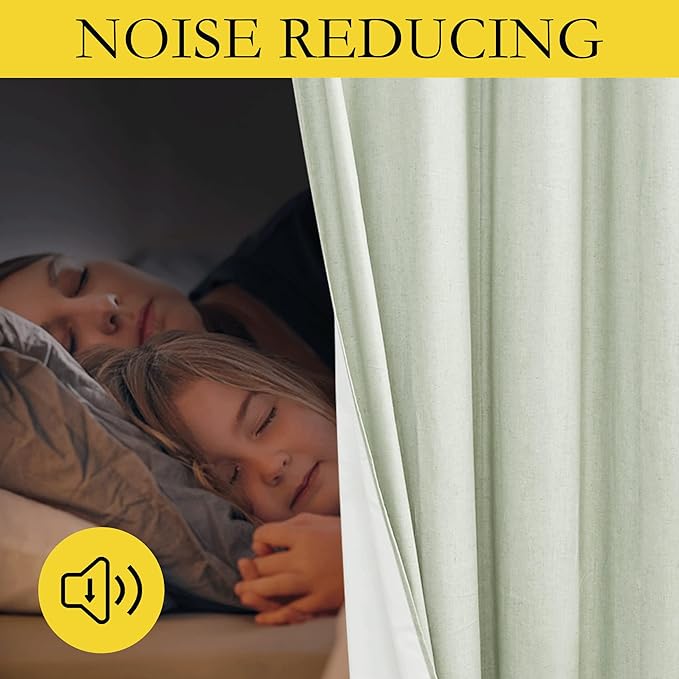 NICETOWN Sage Green Linen Blackout Cold Reducing Curtains - Image 3