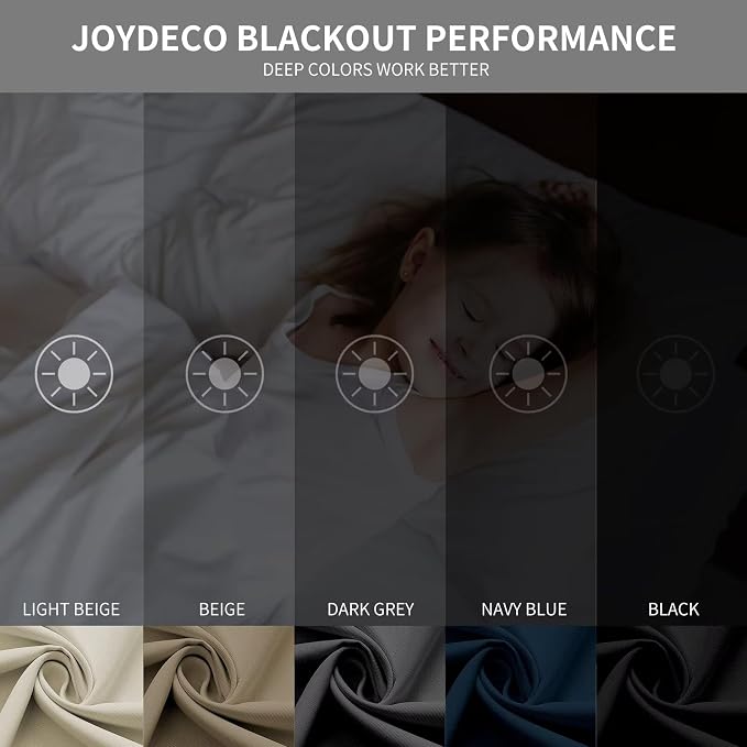 Joydeco Blackout Curtains 54 Inch Length 2 Panels Set, Thermal Insulated Long - Image 2