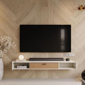 70'' Floating TV Stand,Wall Mounted TV Console,Floating TV Cabinet,Under TV Shelf for Bedroom Living Room(White)