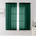 Lecloud Hunter Green Sheer Curtains 63 Inch Length 2 Panels Set, Voile Solid by Lecloud
