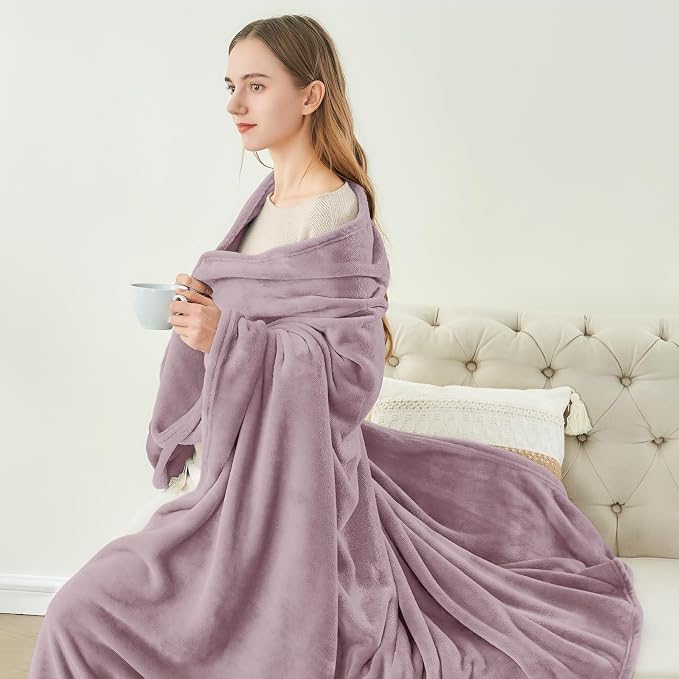 BEDELITE Fleece Blanket Twin Size Dusky Violet Throw Blankets - Image 4