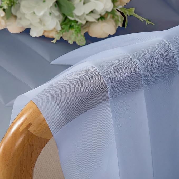 Lecloud Denim Blue Sheer Curtains 54 Inch Length 2 Panels, Voile Light - Image 8