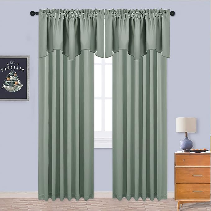 NICETOWN 2 Panels Bedroom Blackout Valance Tier - Image 5