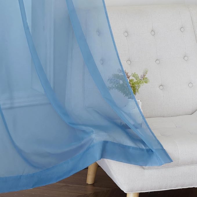 NICETOWN Stone Blue Sheer Curtains 90 Inches Long, Grommet Airy & Lightweight - Image 7