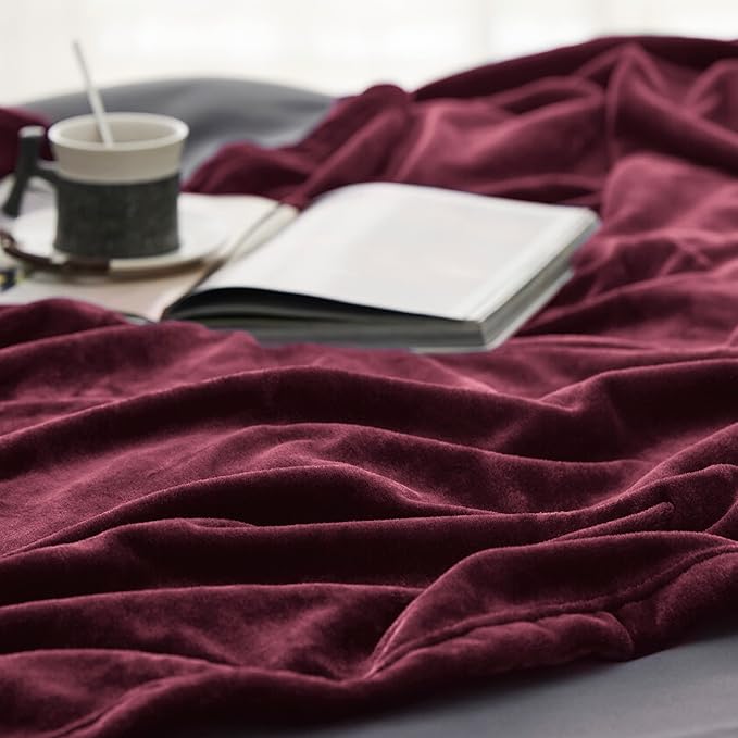 Bedsure GentleSoft Fleece Blankets Queen Size Red Burgundy - Image 4