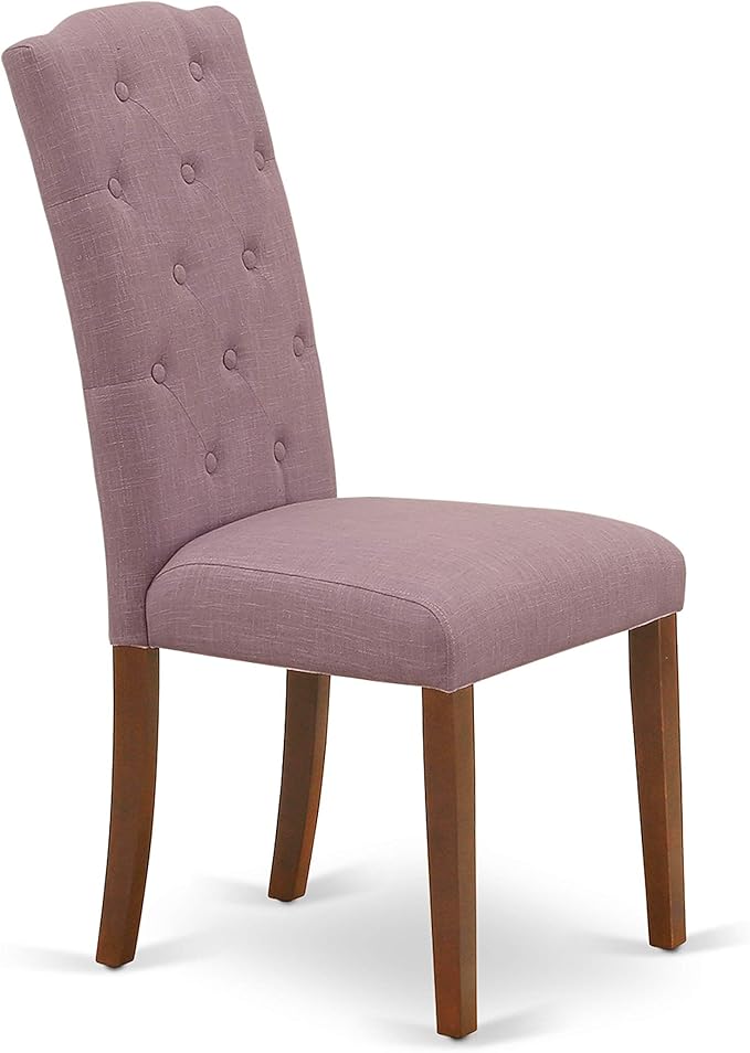 East West Furniture DOCE7-MAH-10 7 Piece Dinette Set Consist of a Rectangle Dining Room Table with Butterfly Leaf and 6 Dahlia Linen Fabric Parsons Dining Chairs, 42x78 Inch, Mahogany