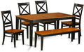 East West Furniture NIQU6-BCH-W 6 Piece Dining Room Table Set Contains a Rectangle Kitchen Table with Butterfly Leaf and 4 Dining Chairs with a Bench, 36x66 Inch, Black & Cherry