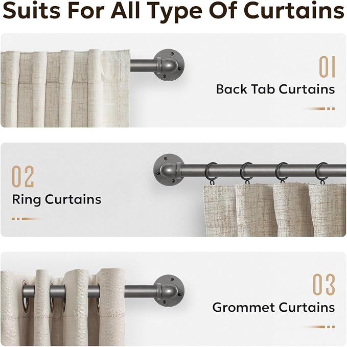 Zeerobee Curtain Rods for Windows 144 to 168, 1 Inch Industrial Wrap Around - Image 8